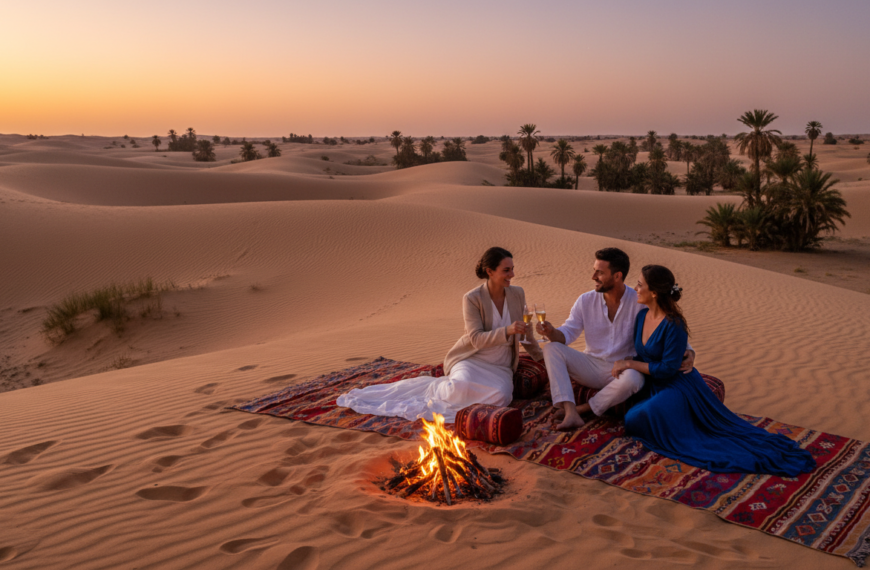 Deserto del Sahara luna di miele Turisti che camminano nella medina di Marrakech con colori vivaci, atmosfera autentica e sensazione di sicurezza durante il viaggio in Marocco.