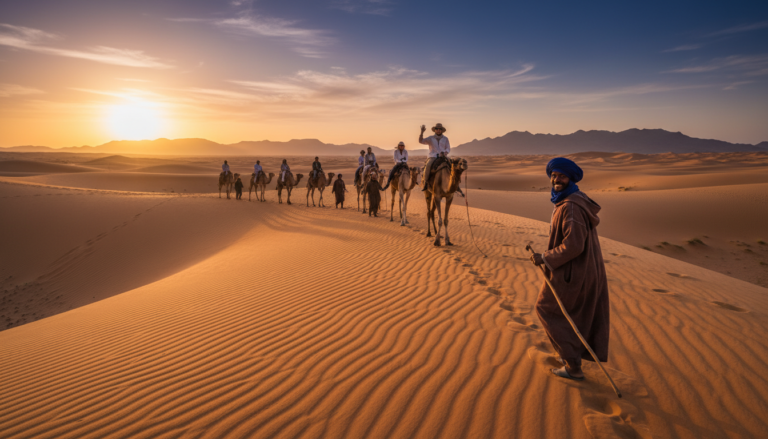 tour nel Sahara Desert Marocco agosto cammelli